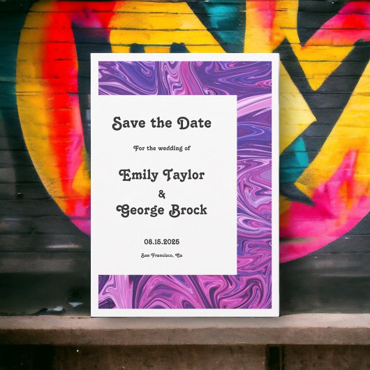 Elegant Modern Blue Galaxy Abstract Art Wedding Save The Date