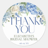 Elegant Modern Blue Hydrangea Floral dank u Ronde Sticker (Voorkant)