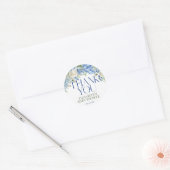 Elegant Modern Blue Hydrangea Floral dank u Ronde Sticker (Envelop)
