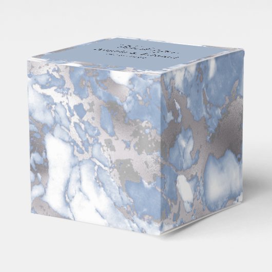 Elegant Modern Blue Marble Wedding Favor Box Bedankdoosjes (Voorkant Zijde)
