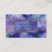 Elegant Modern Blue Paarse Waterverf Wedding Visitekaartje (Voorkant)