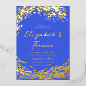 Elegant modern Blue Surfer Wave Beach Weddenschap Folie Uitnodiging (Voorkant)