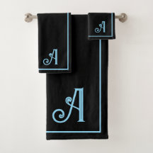 Elegant Modern Blue &white Monogram  