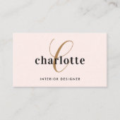 Elegant Modern Blush Pink Gold Monogram Visitekaartje (Voorkant)