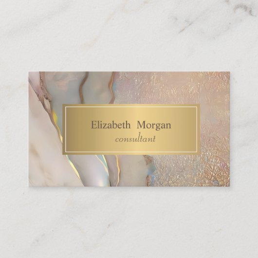 Elegant Modern Blush Pink Opal Gold Visitekaartje (Voorkant)