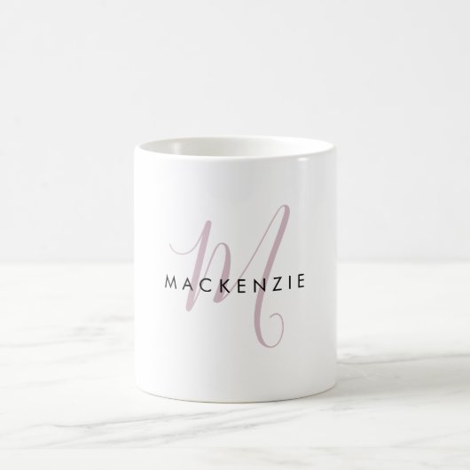 Elegant modern Blush Pink Script Monogram Koffiemok (Center)