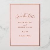 Elegant modern Blush Roos Gold Save the Date Kaart (Voorkant)