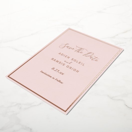 Elegant modern Blush Roos Gold Save the Date Kaart (Gedraaid)