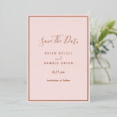 Elegant modern Blush Roos Gold Save the Date Kaart (Staand Voorkant)