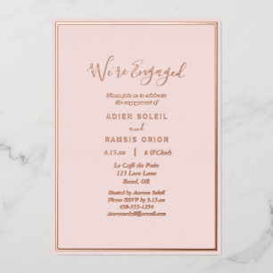 Elegant modern Blush Roos Gold We zijn betrokken Folie Uitnodiging