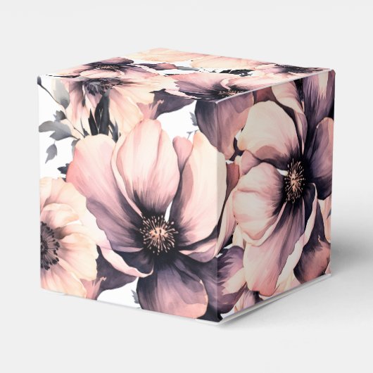 Elegant Modern Blush Roze Bloemen Bruiloft Bedankdoosjes (Achterkant)