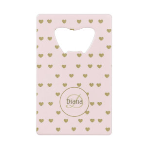 Elegant Modern Blush Roze Initialen Monogram Kredietkaart Flessenopener