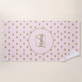Elegant Modern Blush Roze Initialen Monogram Strandlaken (Voorkant)