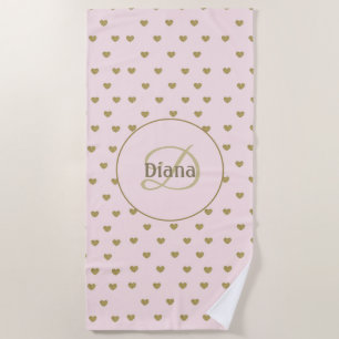 Elegant Modern Blush Roze Initialen Monogram Strandlaken