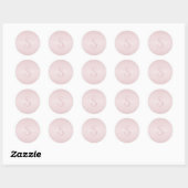 Elegant Modern Blush Roze Ombre Naam & Monogram Ronde Sticker (Vel)