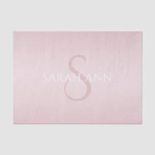 Elegant Modern Blush Roze Ombre Naam & Monogram Tissuepapier