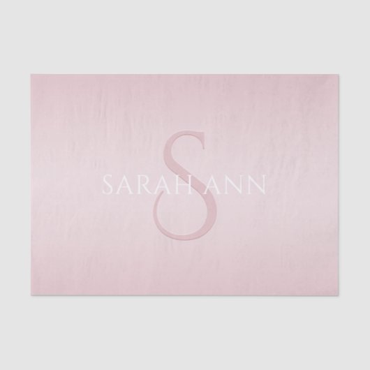 Elegant Modern Blush Roze Ombre Naam & Monogram Tissuepapier (Voorkant)