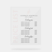 Elegant Modern Blush Roze prijslijst Acryl Bord (Voorkant)