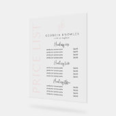 Elegant Modern Blush Roze prijslijst Acryl Bord (Hoek)