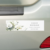 Elegant Modern Boho Abstract Groen Wit Bloemen Bumpersticker (Op auto)