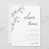 Elegant Modern Boho Calligraphy Orchids Wedding Kaart (Voorkant)