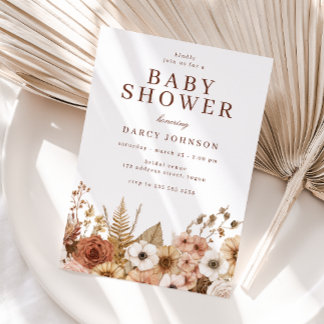 Elegant Modern Boho Floral Baby Shower Kaart