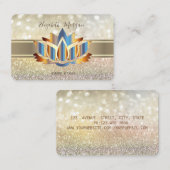 Elegant Modern Bokeh, Gold Stripe Lotus Visitekaartje (Voorkant / Achterkant)