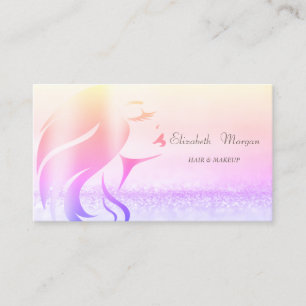 Elegant Modern Bokeh Ombre Girl Silhouette Visitekaartje