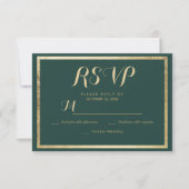 Elegant modern bos groen faux goud RSVP (Voorkant)