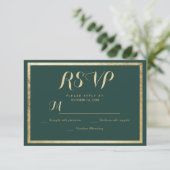 Elegant modern bos groen faux goud RSVP (Staand voorkant)