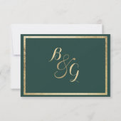 Elegant modern bos groen faux goud RSVP (Achterkant)