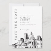 Elegant Modern Boston Sketch Bruiloft Save the Dat Kaart