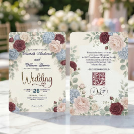 Elegant Modern Botanical All In One QR Code Kaart