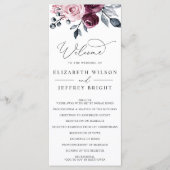 Elegant Modern Botanical Burgundy Floral Wedding Programma (Voorkant)