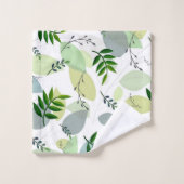 Elegant, Modern Botanical Garden Leaves on White (Gant de toilette)