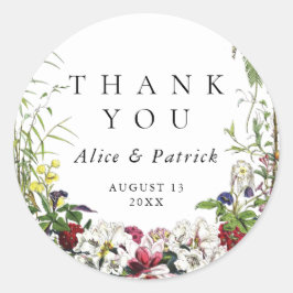 Elegant Modern Botanical Greenery Wedding Ronde Sticker