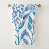 Elegant modern botanisch blauw lederen patroon | bad handdoek (Insitu)