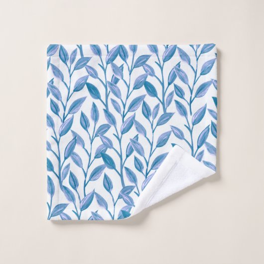 Elegant modern botanisch blauw lederen patroon | bad handdoek (Wasdoekje)