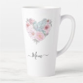 Elegant modern Botanisch Groen Roze Bloem Latte Mok (Rechts)