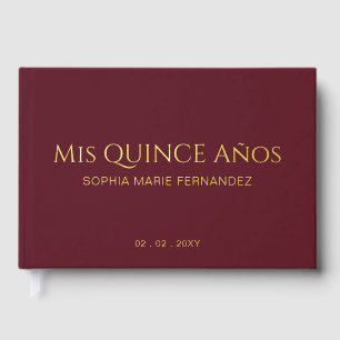 Elegant Modern Bourgondië Quinceañera Gastenboek