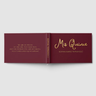 Elegant Modern Bourgondië Quinceañera Gastenboek