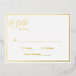 Elegant modern bruiloft RSVP Gold Foil Briefkaart