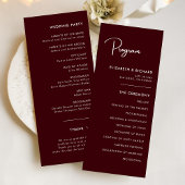 Elegant & Modern Burgundy Wedding Program
