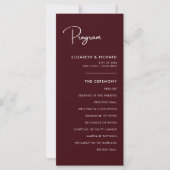 Elegant & Modern Burgundy Wedding Program (Voorkant)