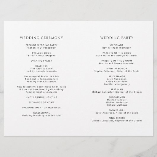 Elegant, Modern Calligrafie Folded Wedding Program (Achterkant)
