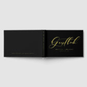 Elegant Modern Calligraphy Black Wedding Gastenboek (Volledig)