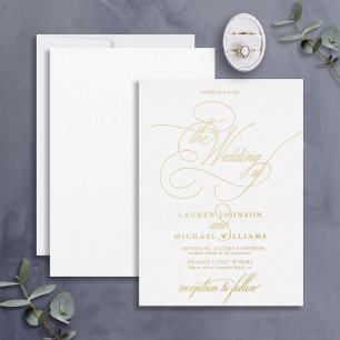 Elegant Modern Calligraphy Classic Wedding Folie Uitnodiging