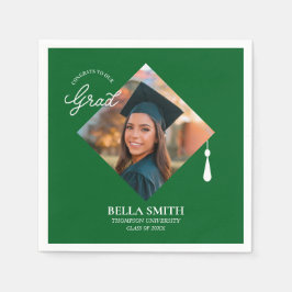 Elegant Modern Calligraphy Custom Graduation Photo Servet