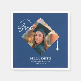 Elegant Modern Calligraphy Custom Graduation Photo Servet