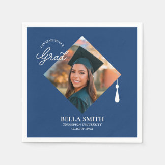 Elegant Modern Calligraphy Custom Graduation Photo Servet